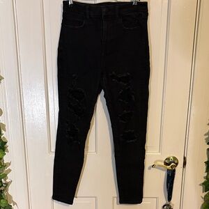 American Eagle Outfitters Black High Rise Distressed Jeans